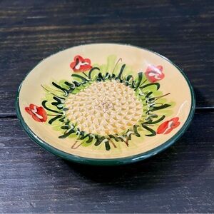 Elaboracion Artesanal Handpainted Ceramica Española Garlic Grater Floral Dish